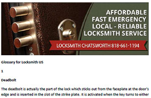 Glossary for Locksmith in Chatsworth  - Click here to download